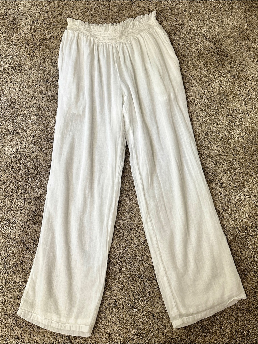 JB by Julie Brown White Smocked Waist beach pants